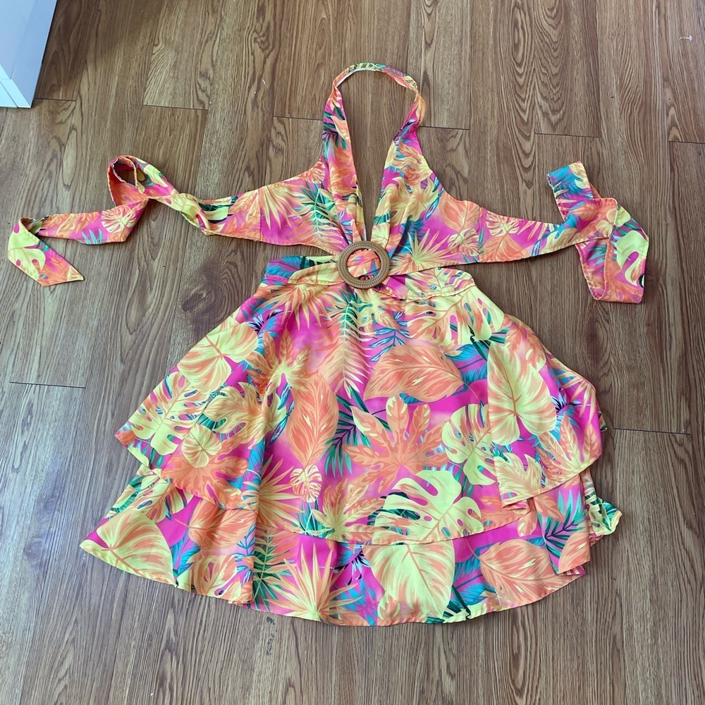 Tropical Halter Neck Dress
